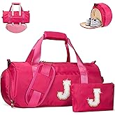 Vogewood Teen Girl Gifts Trendy Stuff, Girls Travel Duffel Bag, Kids Initial Overnight Bags with Shoe Compartment, Customized Sport Gym Weekender Bag with Makeup Pouch, Birthday Gift (Letter J)