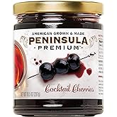 Peninsula Premium Cocktail Cherries | Award Winning | Deep Burgundy-Red | Silky Smooth, Rich Syrup | Luxe Fruit Forward, Sweet-Tart Flavor | Gourmet | American Grown &amp; Made | 10.5 Ounce