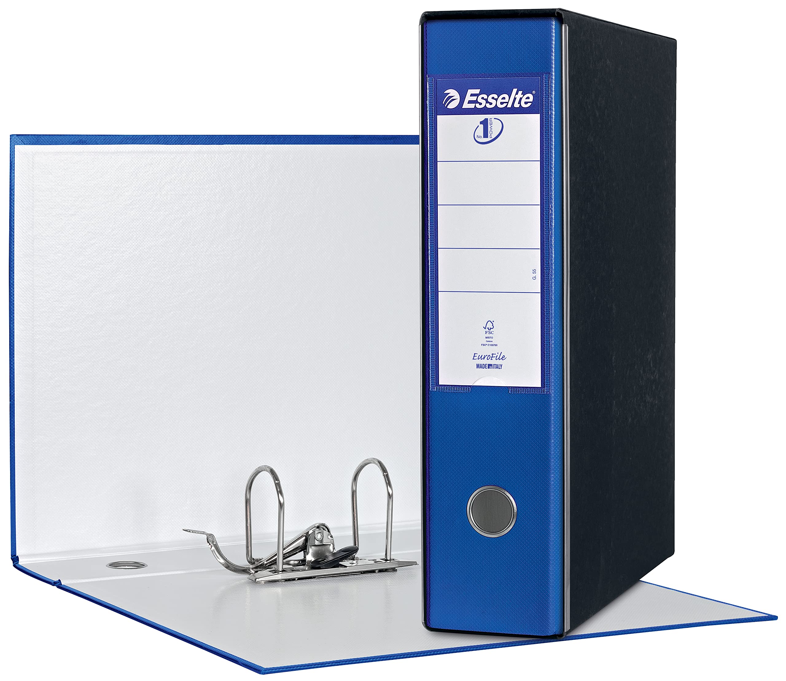 Esselte Eurofile Lever Arch File with Plastic Cover - Protocol Format Dorso 8 cm Blue