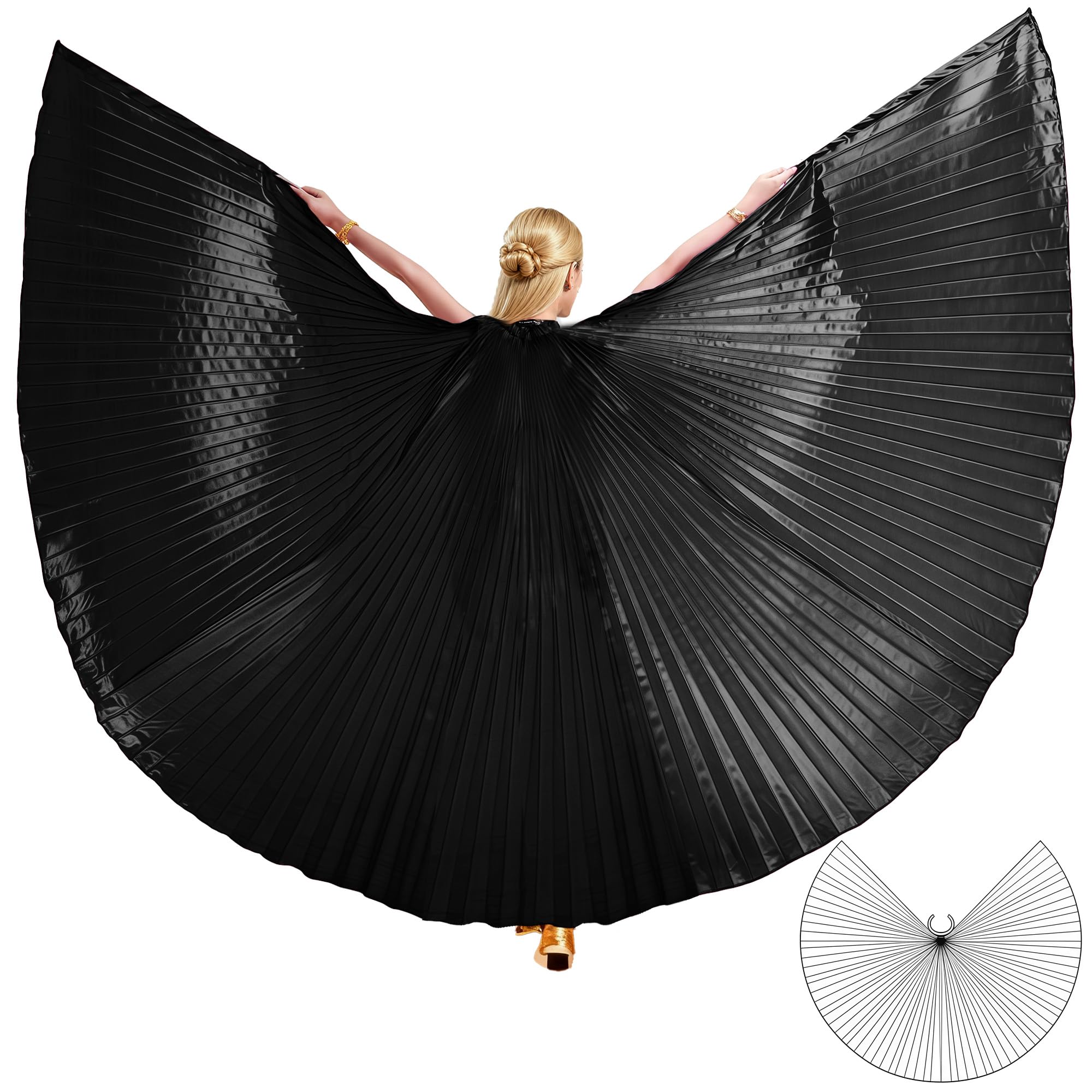MUNAFIE Butterfly Isis Wings Belly Dance Costume Worship Angel Fairy Wings for Carnival Stage Halloween Party Celebration Performance Black — image 1
