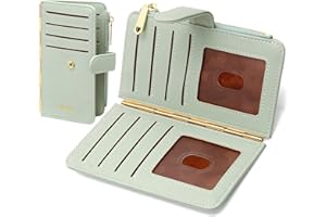 Badiya Credit Card Holder for Women RFID Blocking Slim Wallet Bifold Multi Card Case Zipper Pocket with 3 ID Window