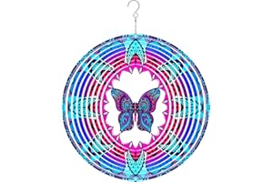 Sinor Wind Spinner for Outdoor Indoor Garden Yard Lawn, Home Decor Gift Hanging Stainless Steel Spinners 3D Art Sculpture Ornaments Kinetic Decoration -Butterfly