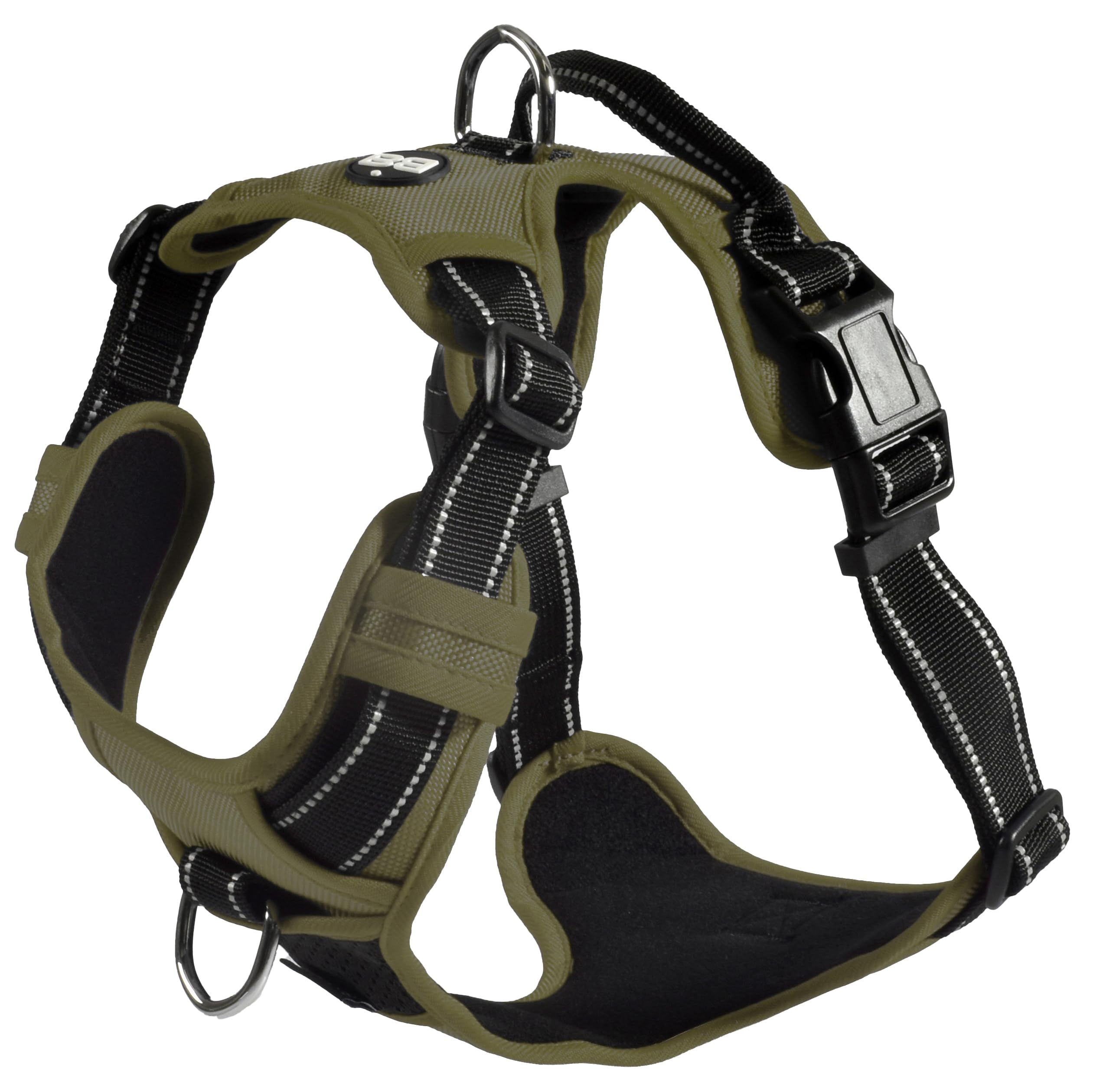 Bobby Rando Walk - Dog Harness, Dog Harness Dog Medium Small Large Nylon, Safe, Comfortable, Reflective, Adjustable, Khaki, xL/53-82x2,5 CM