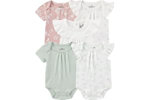 ZAVBABY Baby Bodysuits Ribbed Mix Summer Newborn Boy Girl Clothes 5-pack