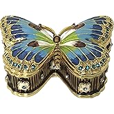 VI N VI Blue Butterfly Jewelry Box Trinket Box Organizer Hand Painted Gifts