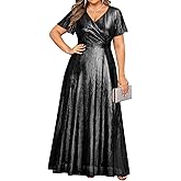 Pinup Fashion Plus Size Formal Gowns and Evening Dresses - Luxury Metallic Prom Gala Holiday Christmas Floor Length Dress