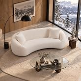 Curved Sofa Couch, 93&rdquo;, Chenille, Modern, for Home Office, White Boucle | Unique Design, Chenille Cloud Couch with Soft Comfortable Upholstered for Bedroom, Apartment, Home Office (White Boucle)
