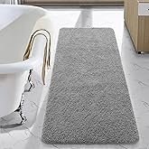 LOCHAS Bathroom Rug Runner 24x48 Inch, Soft Thick Absorbent Microfiber Bath Rugs for Bathroom, Machine Washable, Shaggy Plush Non Slip Bath Mat for Tub, Shower Floor, Quick Dry Mats, Grey
