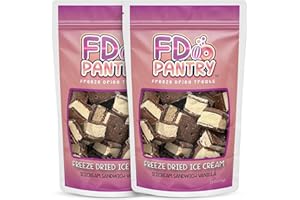 FD PANTRY Freeze Dried Ice Cream Sandwich Bites, 2 Pack, Vanilla, Crunchy & Sweet Snack, 2.5 oz, Dehydrated, Resealable Gift Bag