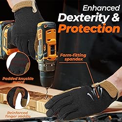 HANDLANDY Leather Work Gloves for Men