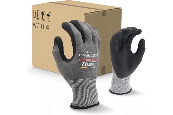 LINCONSON 12 Pack Safety Performance Series Construction Mechanics Work Gloves