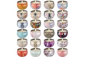 The 24 Scented Candle Sets, Unique Round Box Candles, Each with a Delicate lid, are not only Practical, but Also add an Artis