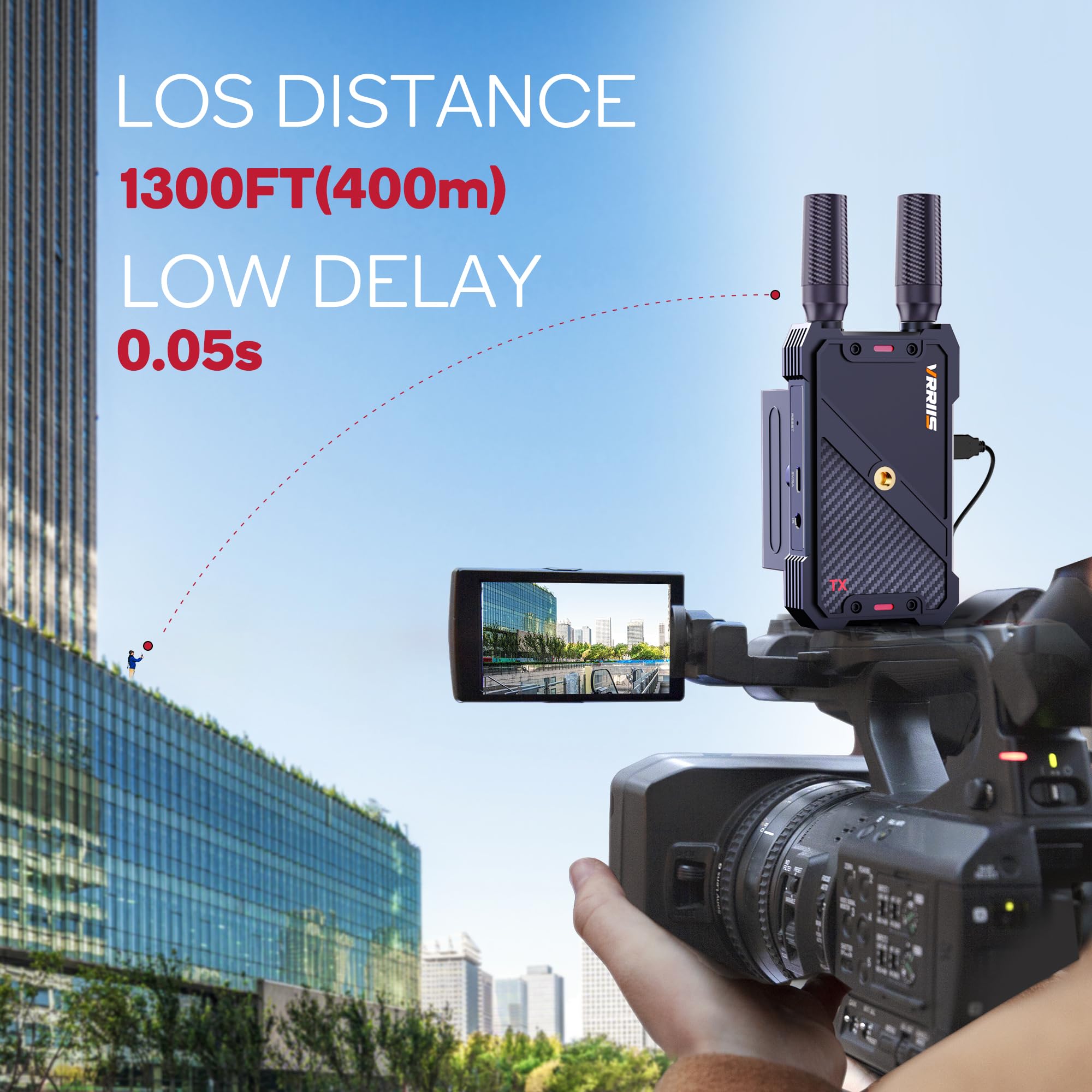 Wireless HDMI Transmitter and Receiver,1080P Full HD Wireless Video Transmission System with Loop Out,1300FT Los Range,0.05s Delay,for Streaming from DSLR,Laptop,Setop Box to TV/Projector IR Support