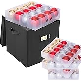 BALEINE Christmas Ornament Storage Box with Dividers, Premium Holiday Ornaments Storage Container Bin for Xmas Decorations (64 Ball, Black, Hard)