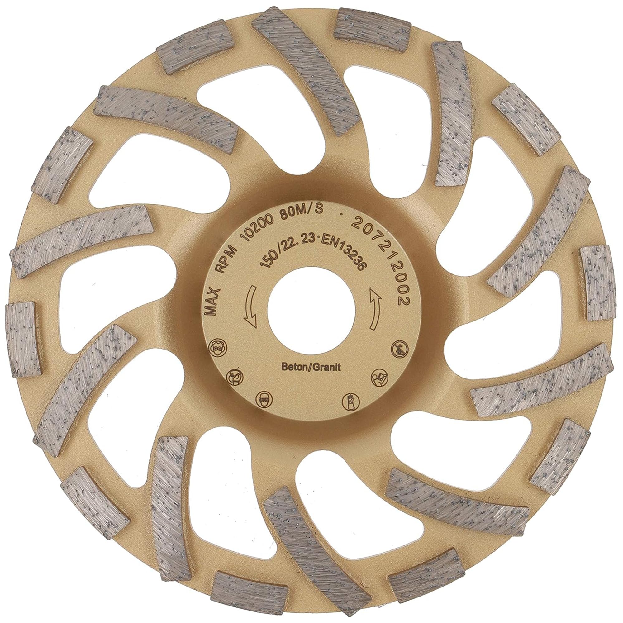 PRODIAMANT Professional Diamond Cup Wheel Turbo 150 mm 6 inch x 22.2 mm Diamond Grinding Wheel PDX82.918 Concrete Natural Stone