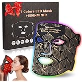 Red Light Therapy for Face, 8 Colors LED Face Mask Light Therapy with 850NM Near-infrared, Portable Rechargeable Red Light Therapy Mask Skin Care Device at Home and Travel for Anti-Aging, Black