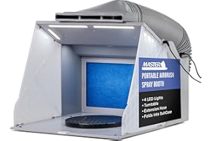 Master Airbrush Portable Airbrush Spray Booth Kit with Dual Exhaust Fans, 4 LED Lights, Turntable & Extension Hose, 16"x18"x13" Hobby Airbrush Booth for Painting, Models, Arts, Crafts, Cakes