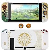 FUNDIARY White of Zelda Switch Dockable Case for Nintendo Switch, Shockproof Case Protector Accessories for Switch Console with Hard PC Protective Cover Skins, Screen Protector and 2 Thumb Caps