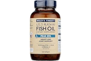 Wiley's Finest Wild Alaskan Fish Oil Peak EPA - Triple Strength Peak EPA & DHA Supplement - 1000mg Fish Oil - Omega-3s for Joint Health Support - 120 Softgels (120 Servings)