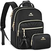 MATEIN Mini Backpack for Women, Stylish Daypack Purse, 2pcs Sets, Black | Waterproof Lightweight Small Bookbag, Casual Daily Shoulder Bag Mochilas Para Mujer, Lady Girls Gifts for Work Travel School