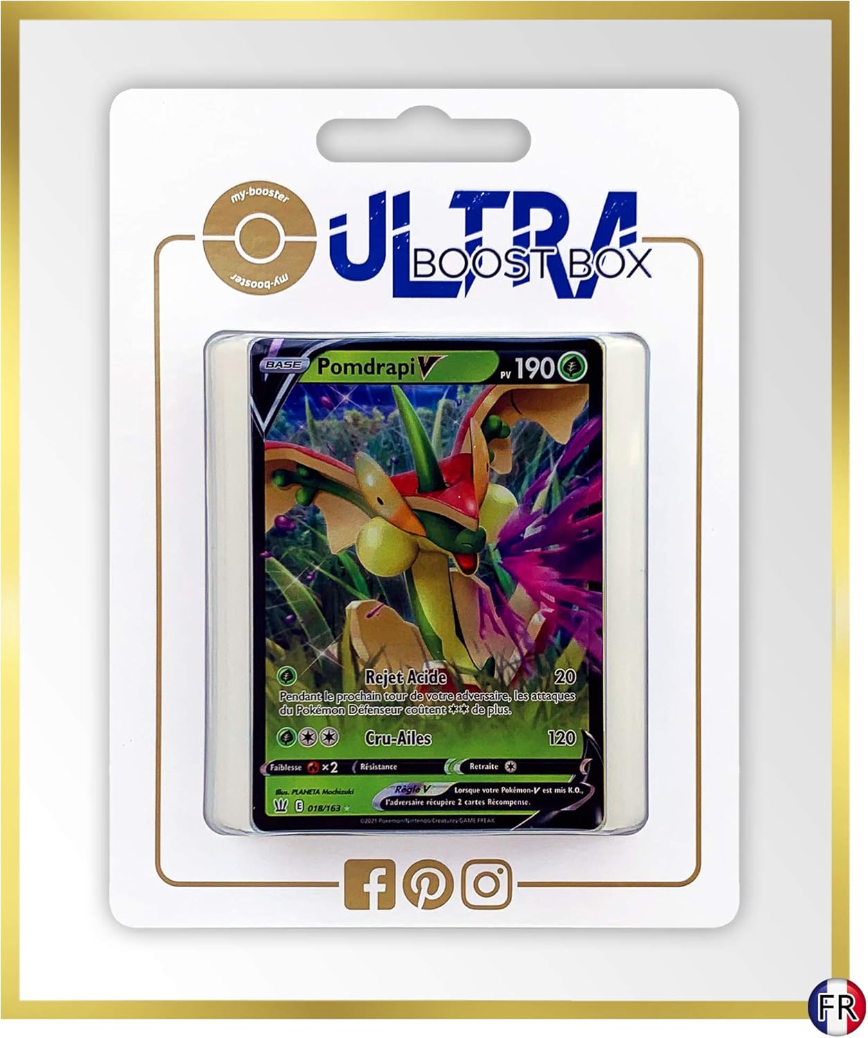 Pomdrapi V (Flapple V) 18/163 - Ultraboost X Epée et Bouclier 5 Styles de Combat - Box of 10 Pokemon French cards