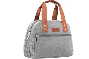 DEOSK Lunch Bag for Women Freezable Lunch Tote Bag Organizer Reusable Cooler Lunch Box for Adult Outdoor Work,School and Picnic Insulated Lunch Bag with Pocket (Gray)