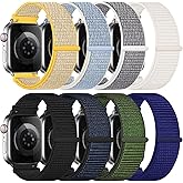 8 Pack Nylon Sport Loop Band Compatible with Apple Watch Band 38mm 40mm 41mm 42mm 44mm 45mm 46mm 49mm - Soft Breathable Replacement Straps for iWatch Series 11 10 9 8 7 6 5 4 3 2 1 SE Ultra Women Men