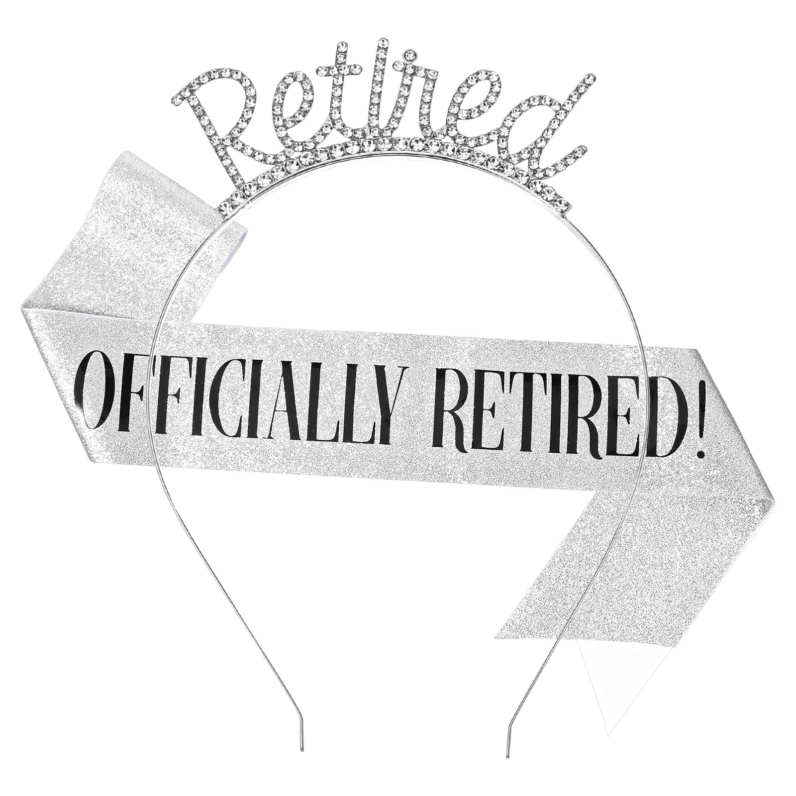 Classicseali 2pcs Retirement Sash for Women,Retirement Sash,Retirements Tiara and Sashes Set, with Rhinestone Retirements Crown Tiara, Classic Decorations for Women, Silver