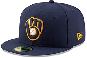 New Era 59Fifty Hat Milwaukee Brewers Glove Navy Blue Alt2 Fitted Cap (7