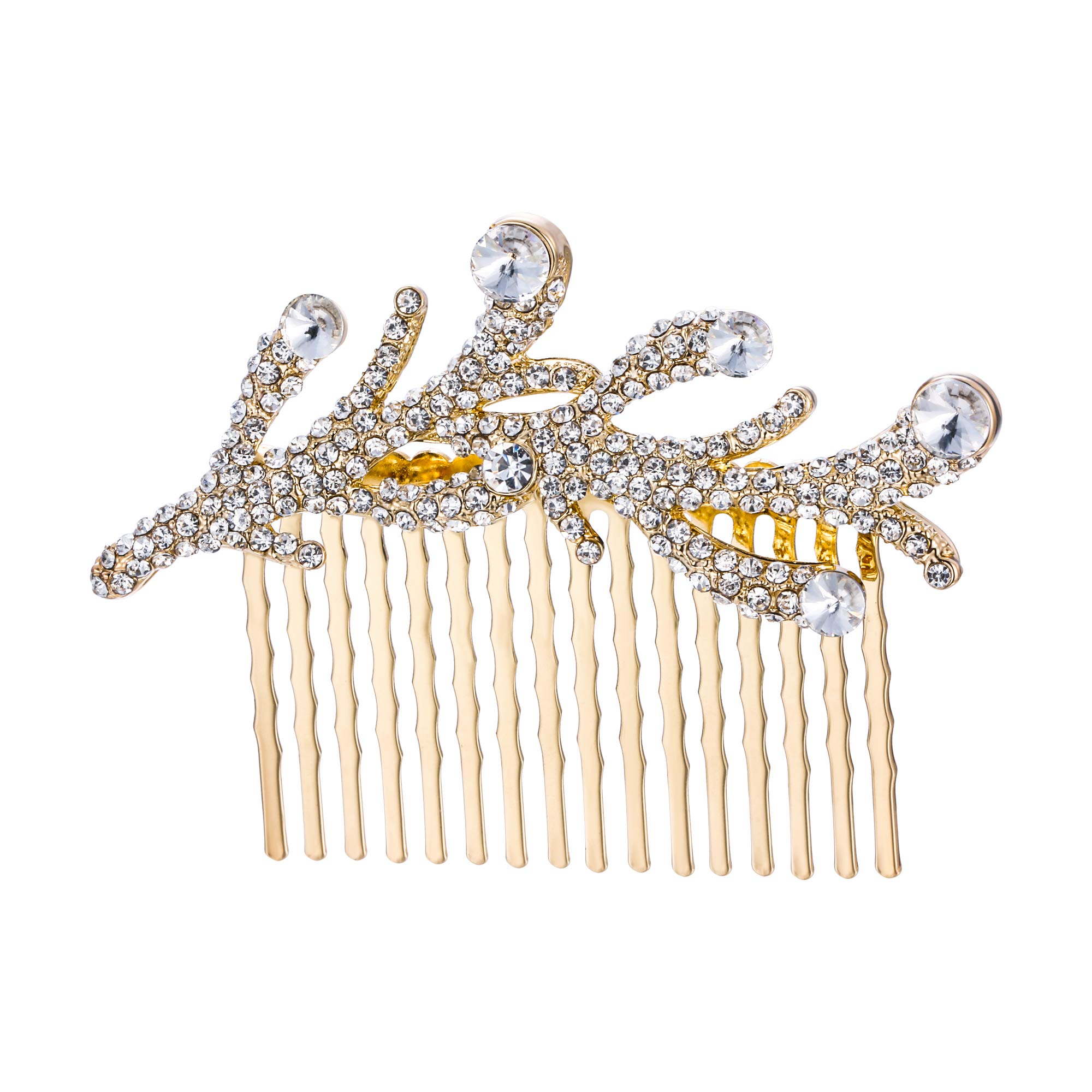 EVER FAITH Women's Austrian Crystal Daily Vintage Style Floral Vine Hair Comb Hair Piece Clear Gold-Tone