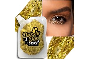 MERCY LONDON Dazzle Drip Glitter Gel in Gold. Chunky Glitter Gel for Ultimate Face and Body Shimmer. Glitter Makeup, Hair Glitter, Body Glitter