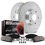 Power Stop K8165 Front Z23 Carbon Fiber Brake Pads with Drilled & Slotted Brake Rotors Kit For Acura Integra 2023, Honda Accord 2018-2022, Honda Civic 2022 [Model Specific]