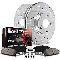 Power Stop K7528 Z23 Brake Kit - Carbon Fiber Pads & Drilled/Slotted Rotors For Honda CR-V 2017-2023
