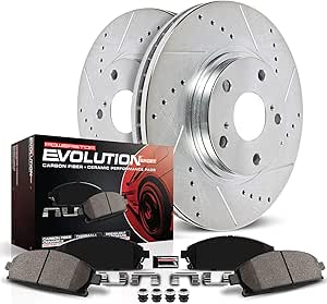 Power Stop K2405 Rear Z23 Carbon Fiber Brake Pads With Drilled Slotted Brake Rotors Kit Automotive Amazon Com