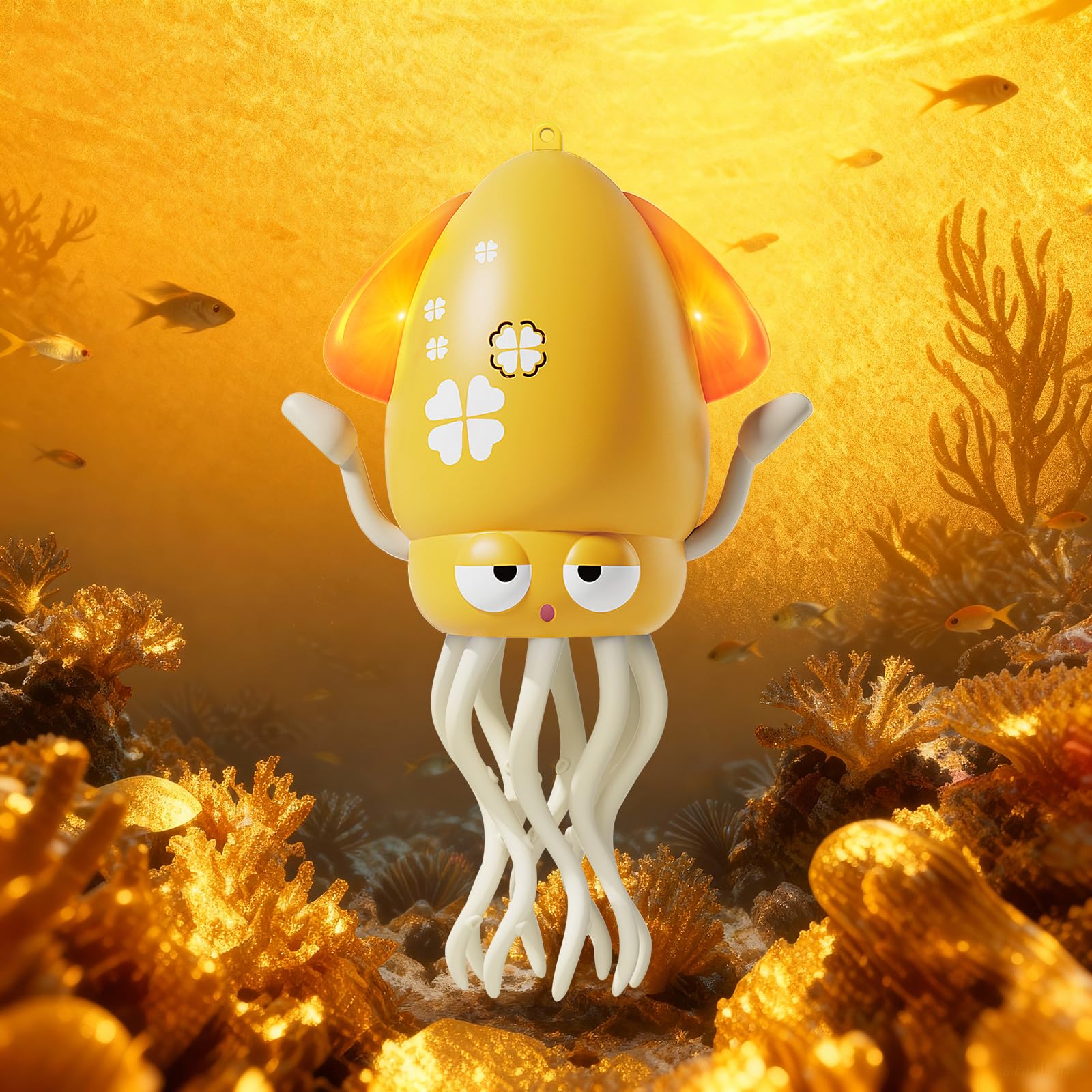 KJIXYUNG Dancing & Crawling Octopus Toy with LED Lights and Music - Automatic Swinging Musical Interactive Toy，Fun Birthday Gift (Yellow)
