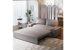 Neylory 70.1" Queen Pull Out Sofa Bed, 3 in 1 Convertible Sleeper Sofa, Velvet Loveseat Couch for Living Room, Apartment, Small Space, Grey