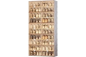 ANTBOX Portable Shoe Rack Organizer for Closet Entryway, Stackable Sneaker Storage Shoe Cabinet with Magnetic Clear Door, Large Plastic Storage containers Bins with Lids 10 Tiers 40 Pairs
