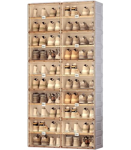 7-tier Shoe Cabinet 7-Tier Bamboo Shoe Rack With Doors - 31.5 Inch Free ...