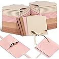 40 Pcs Microfiber Jewelry Pouch 8x8 cm Jewelry Packaging Luxury Small Gift Bags Bow Tie Microfiber Bag for Bracelet Necklace Packaging, Envelope Style with String and Divider(Multicolor)