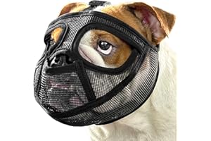 Mayerzon Short Snout Dog Muzzle for French Bulldog with Full Pant Design to Prevent Eating Biting, Soft Mesh Dog Muzzle for Shih Tzu Pug English Bulldog for Grooming Walking, Allow to Drink and Feed