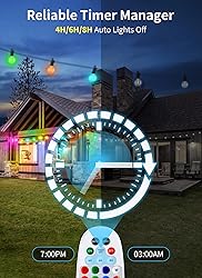 Brightown RGBW Outdoor String Lights, 58FT LED