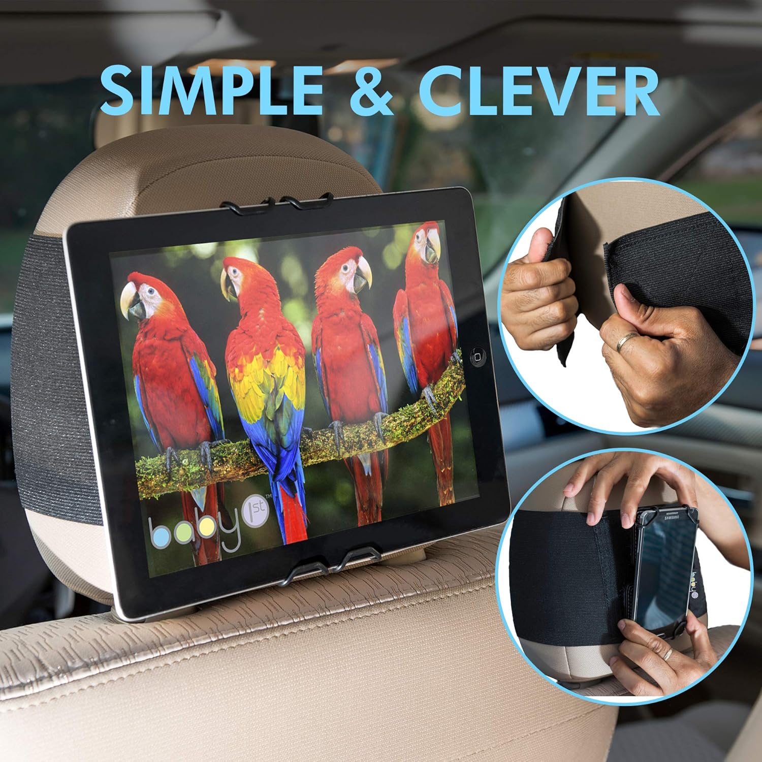 baby 1st Car Headrest Tablet Mount Holds Tablet for Kids Ideal