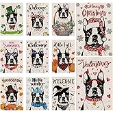 Seasonal Garden Flags Boston Terrier Dog Double Sided Flags Set of 11 Holiday Farmhouse Indoor Outdoor Yard Lawn Christmas Gifts Decorations 12.5x18 Inch