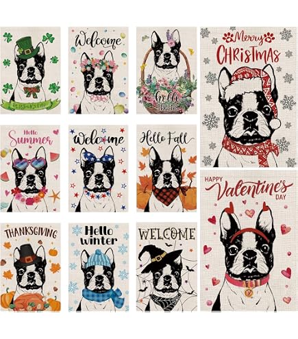 Bandera De Jardín Boston Terrier - Doble Cara, Colorida Y Resistente A La Intemperie