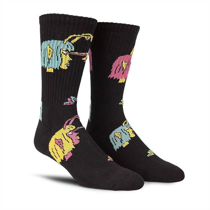 Amazon ボルコム メンズ ソックス Ozzy Wrongグラフィック D Ozzie Sock 靴下 おしゃれ Blk ブラック Us O S Free サイズ スポーツソックス 通販