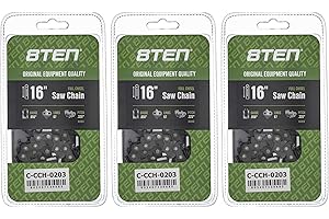 8TEN Full Chisel Chainsaw Chain 16 Inch .050 .325 67DL for Stihl MS270 Solo Homelite 240 (3 Pack)
