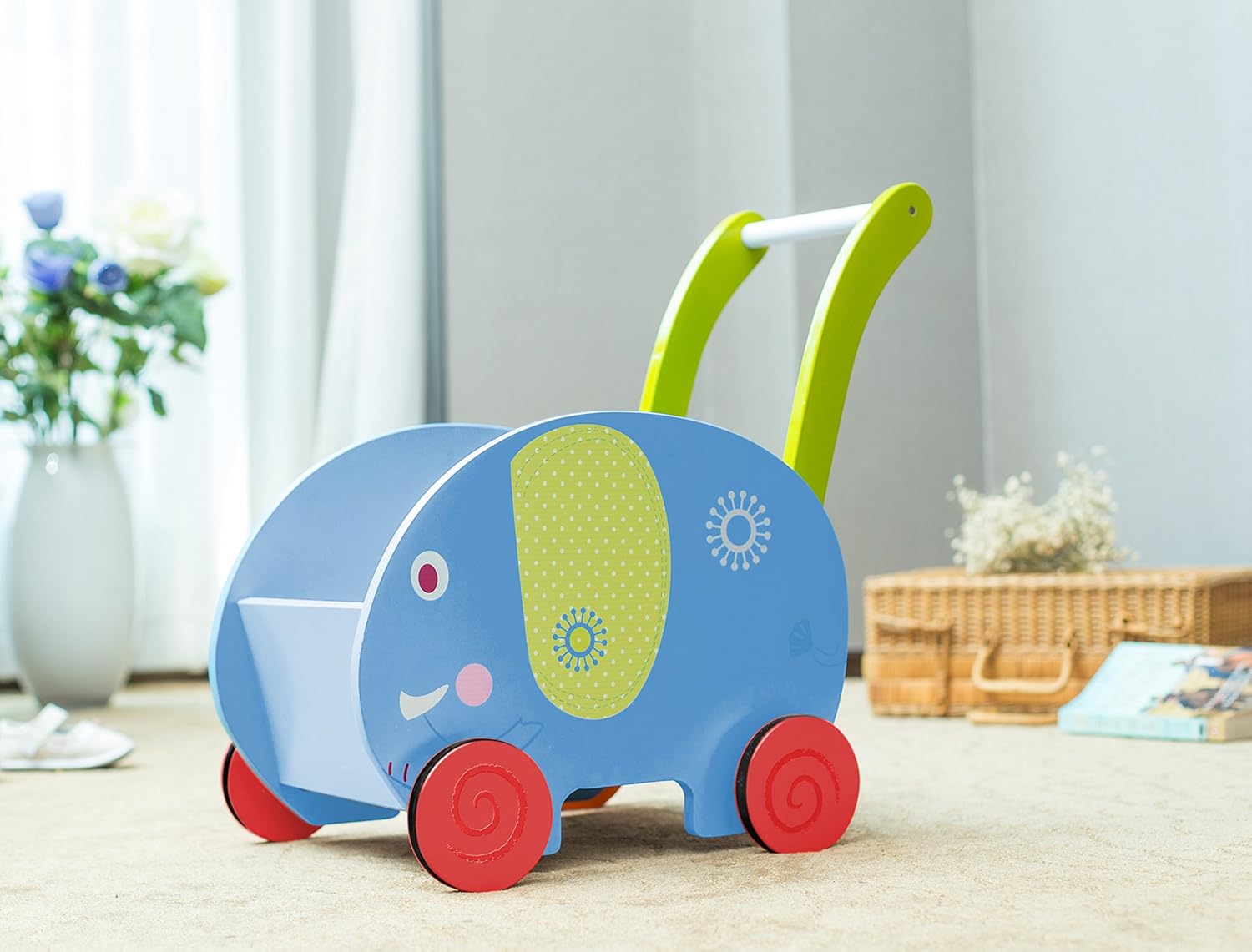 超安い 歩行器 ブルー 象 Labebe ベビーソリッドウッドウォーカー B00xorgn34 キッズプッシュ プル手押し車おもちゃ 1 3歳の子供用ワゴン ブルー象 幼児のクリエイティブな誕生日プレゼントとしてもオススメ 25 Off Www Aiq Aiq Com Mx