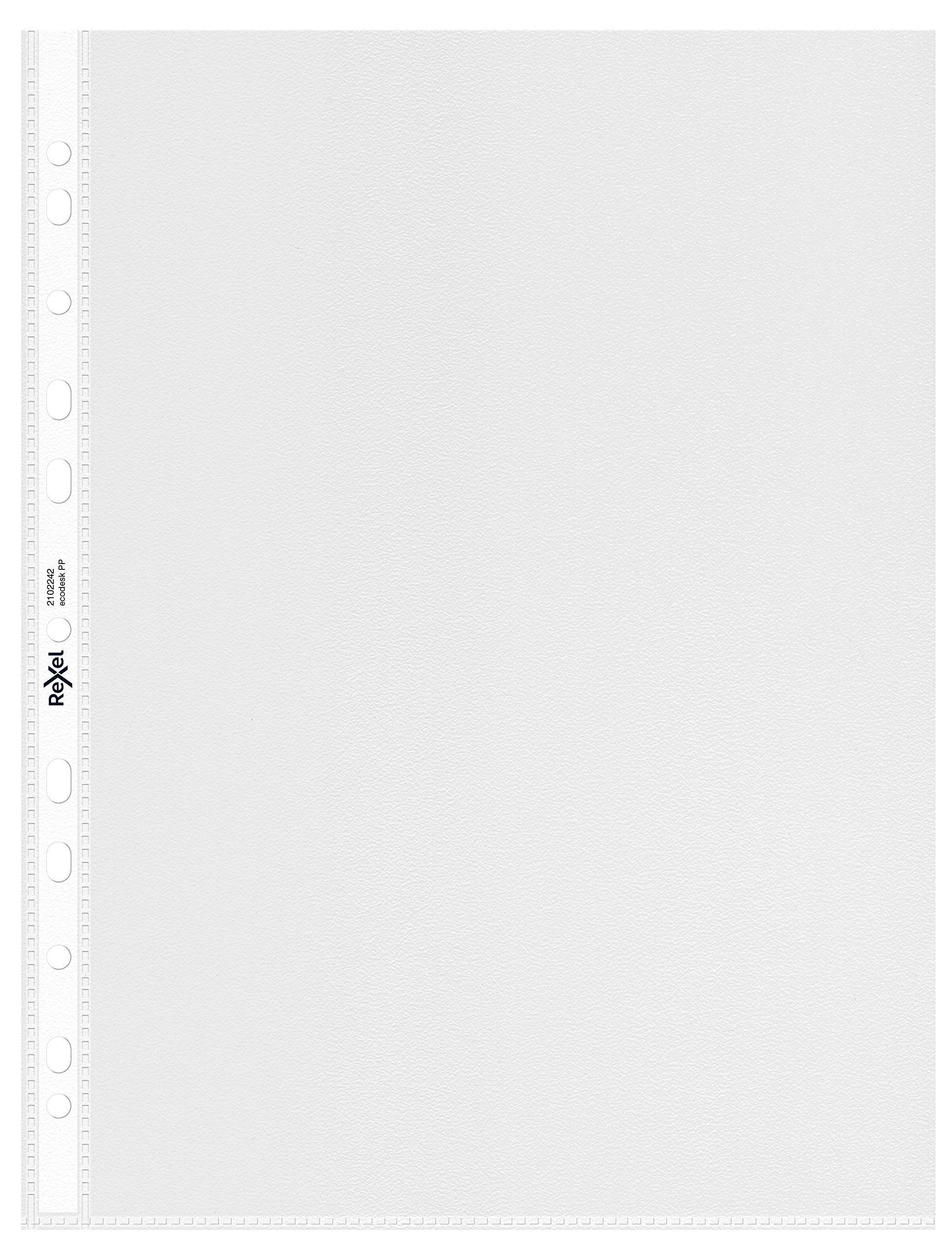Rexel Ecodesk A4 Punched Pockets, Pack of 30, 100% Recyclable, Eco friendly, Embossed mat surface, 2102242, Clear, Black