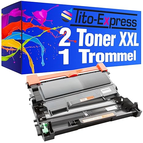 Sparset Trommel & 2 Toner-Patronen XXL PlatinumSerie Schwarz kompatibel für Brother DR-2200 & TN-2010 HL-2130 HL-2132 HL-2135