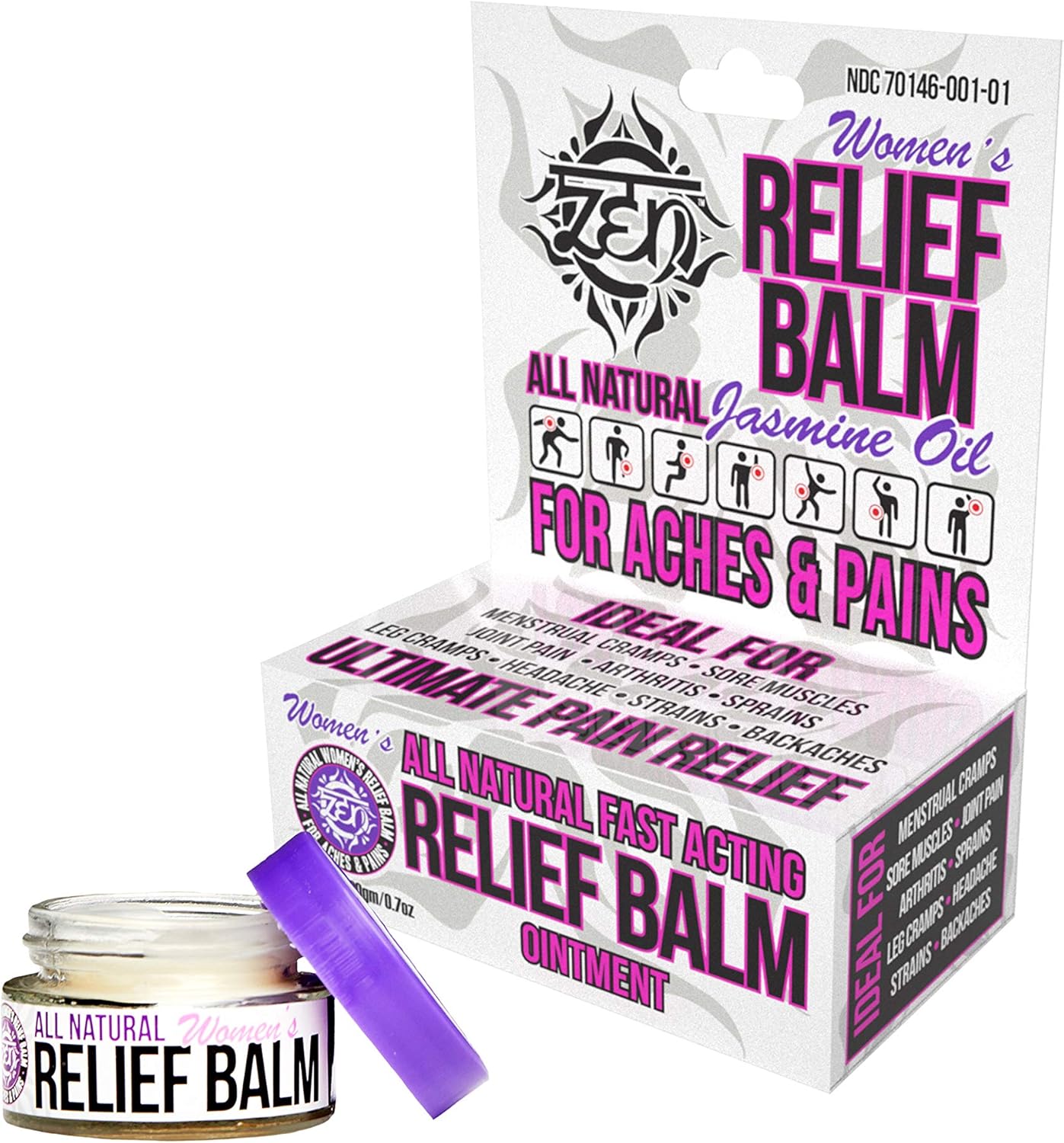ZEN Balm - Women's All Natural Pain Relief with Jasmine Oil, 0.7oz: Health & Personal Care